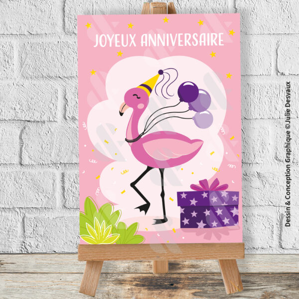 Carte Anniversaire Enfant Flamant Rose