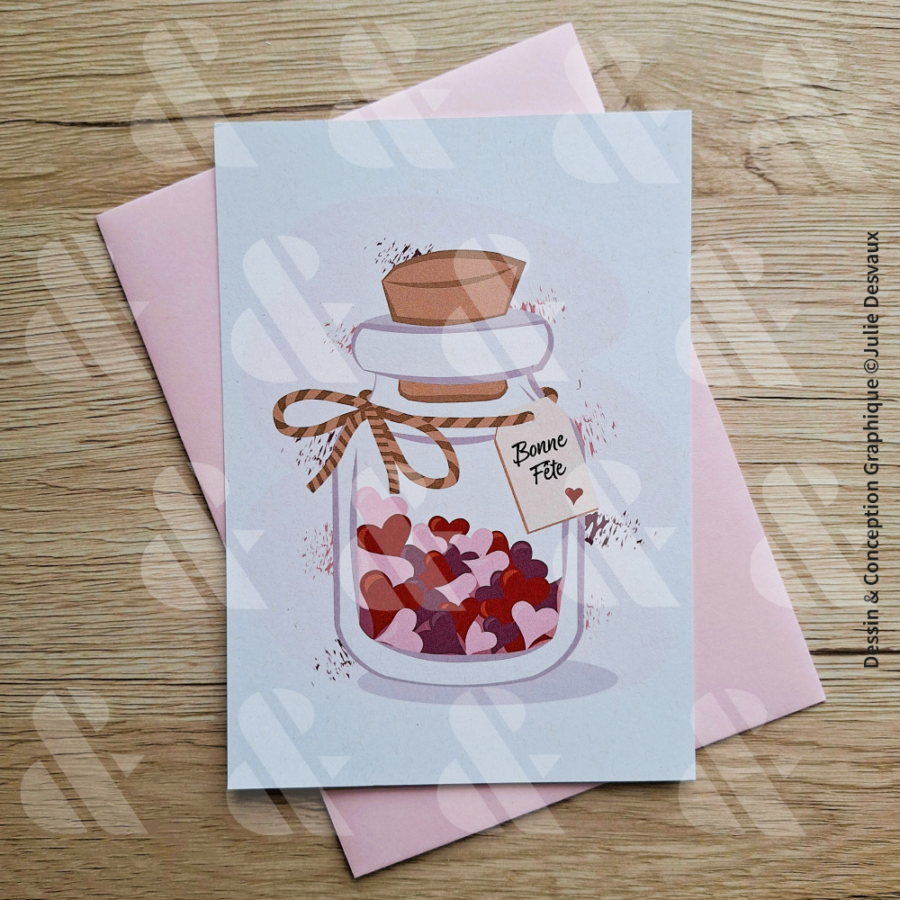 Carte Bonne Fête Bocal Plein de Cœurs – Image 3
