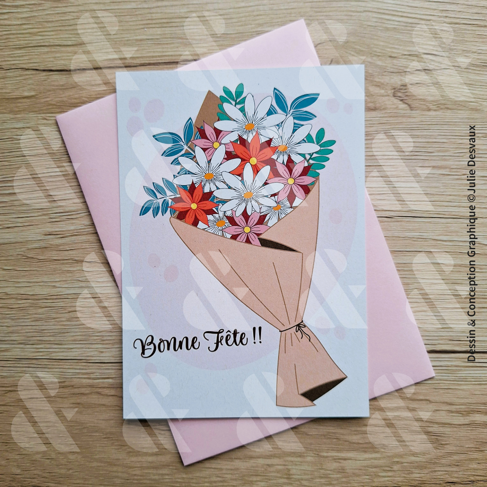 Carte Bonne Fête Bouquet de Fleurs – Image 3