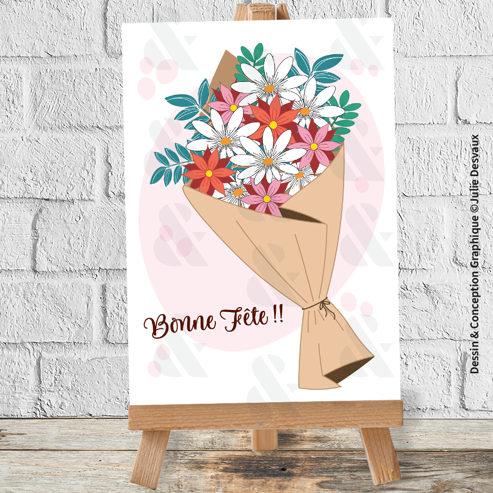 Carte Bonne Fête Bouquet de Fleurs