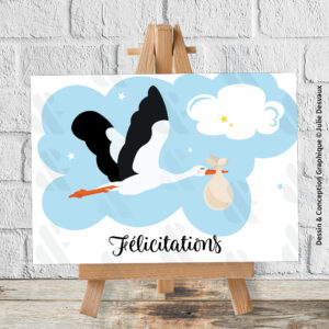 Carte de Naissance Cigogne