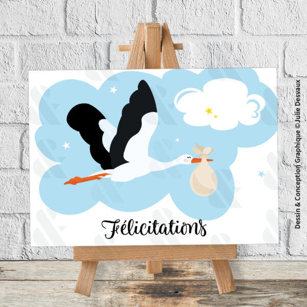 Carte de Naissance Cigogne
